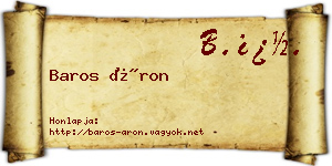 Baros Áron névjegykártya